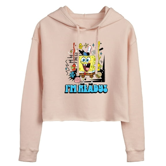 SpongeBob SquarePants - I'm Ready - Juniors Cropped Pullover Hoodie