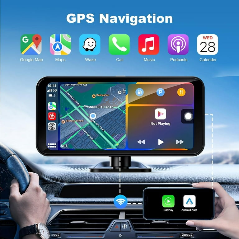 VVCAR MC25 Wireless CarPlay with 4K Dash Cam Front, 6.25 Touch Screen  Android Auto, Car Stereo with AirPlay & Android Cast, CarPlay Screen for Car,  Loop Recording, GPS Navigation, FM/BT/AUX 