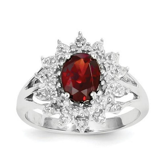Primal Silver Sterling Silver Rhodium-plated Garnet and Diamond Ring
