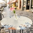 thumbnail image 6 of Blue Pumpkin Fall Round Tablecloth for 36-44 Inch Tables,Fitted Table Cover with Elastic Edge,Thanksgiving Eucalyptus Leaves Beige Waterproof Outdoor Table Cloth Protector for Patio Garden Dinner, 6 of 9