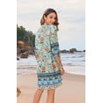 thumbnail image 4 of Zeagoo Vocation Women Casual Summer Dress Boho V Neck Long Sleeve Short Babydoll Floral Print Flowy Beach Dresses, 4 of 6