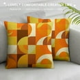 thumbnail image 3 of COMIO  70s Pattern Retro Inustrial in Orange and Brown Tones Throw Pillow Covers Cozy Square T, 3 of 5