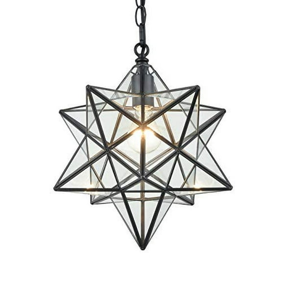 14'' Moravian Star Pendant Light Clear Glass Shade Hanging Star Lights on Chain