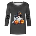 thumbnail image 5 of IDOCLOTHES Halloween Oversized Tshirts for Women Cute Ghost Pumpkin Printed 3/4 Length Sleeve Womens Tops Dressy Casual Graphic Tees T Shirts Women's Fall Fashion Clothing Grey, XXL, 5 of 5