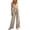 Khaki, variant on Womens V Neck Sleeveless Wrap Jumpsuit Self Tie Waisted Wide Leg Romper with Pockets for Summer Casual Vacation