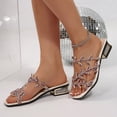 thumbnail image 3 of Rokment Sparkly Rhinestones Leaves Dress Slides Sandals for Women Bride Wedding 2026 Summer Bling Square Toe Chunky Block Low Heel Bridal Backless Slippers Beige Size 6, 3 of 6