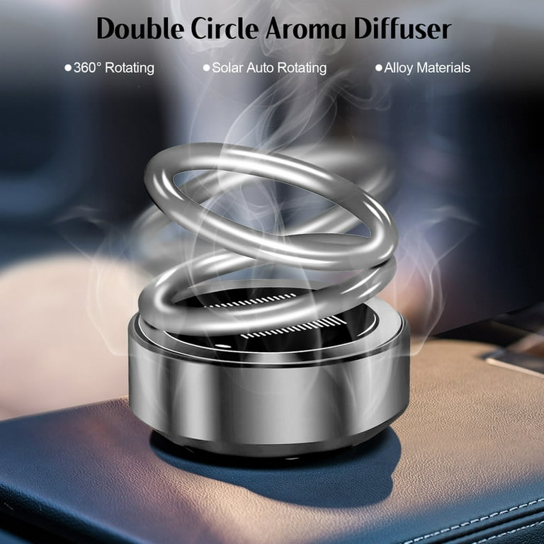 Portable Kinetic Mini Aroma Diffuser, Auto Rotating Solar Double Circle Aroma  Diffuser for Car & Household Office Bedroom Home (Blue) 