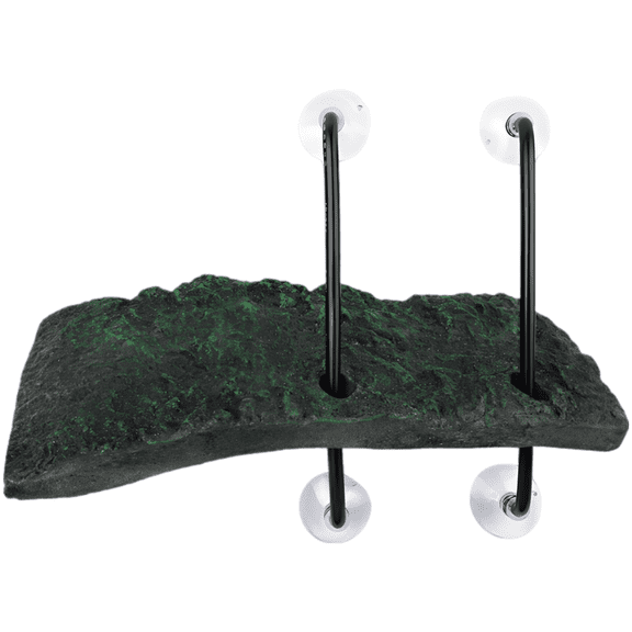 Turtles Basking Platform, Large Adjustable Floating Turtle Pier, Reptile Ramp for Aquatic Tank, Resin Rock with Strong Suction Cups, Non-Slip Surface for Turtle, Frog, Newt Climbing, 11 x 4.7 in