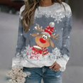 thumbnail image 2 of Wang6 Christmas Sweatshirts for Women Causal Long Sleeve Deer Printed Hoodless Pullovers Loose Fit Crew Neck Tops Tshirts Y_Grey S, 2 of 4