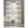 thumbnail image 5 of Cream Striped Semi Sheer Curtains 108 Inch Length 2 Panels Set, Farmhouse Vintage Brown Stripes Sheer Kitchen Curtain Privacy Voile Window Curtain for Living Room Bedroom Rod Pocket Drapes, 5 of 7