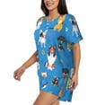 thumbnail image 2 of Bixox Women's Cute Dogs Printed Pajama Set 2 Piece Lounge Set Top and Shorts Soft Pajamas, Shorts with Pockets, 2 of 7