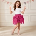 thumbnail image 5 of FRSASU Girls Summer Bow Tie Mini Skirt Cute Pleated High Shirred Waist Layered Ruffle Hem Short Cake Skirts Hot Pink, 5 of 9