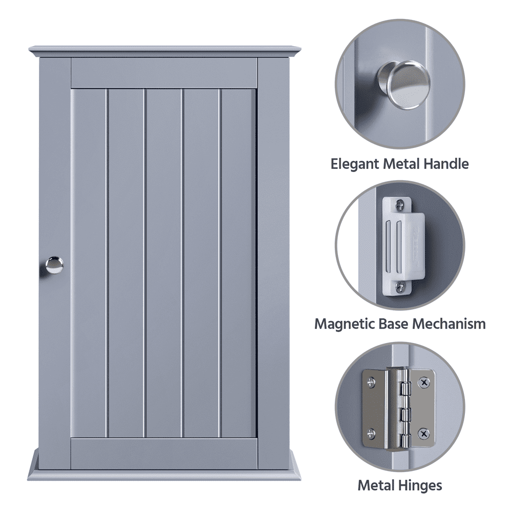 Fullfurnique 3 Tier Adjustable Cabinet for Bathroom/Kitchen/Living Room, Gray