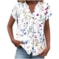 thumbnail image 2 of Ichuanyi Womens Printed Tops Short Sleeve Shirts Dressy Casual Henley V-Neck Summer Tops T-Shirts Loose Fit Tunic Blouses, 2 of 5