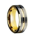 thumbnail image 3 of Wedding Rings Men & Women. 8mm Gray Tungsten Band w Yellow Gold Groove Line, 3 of 4