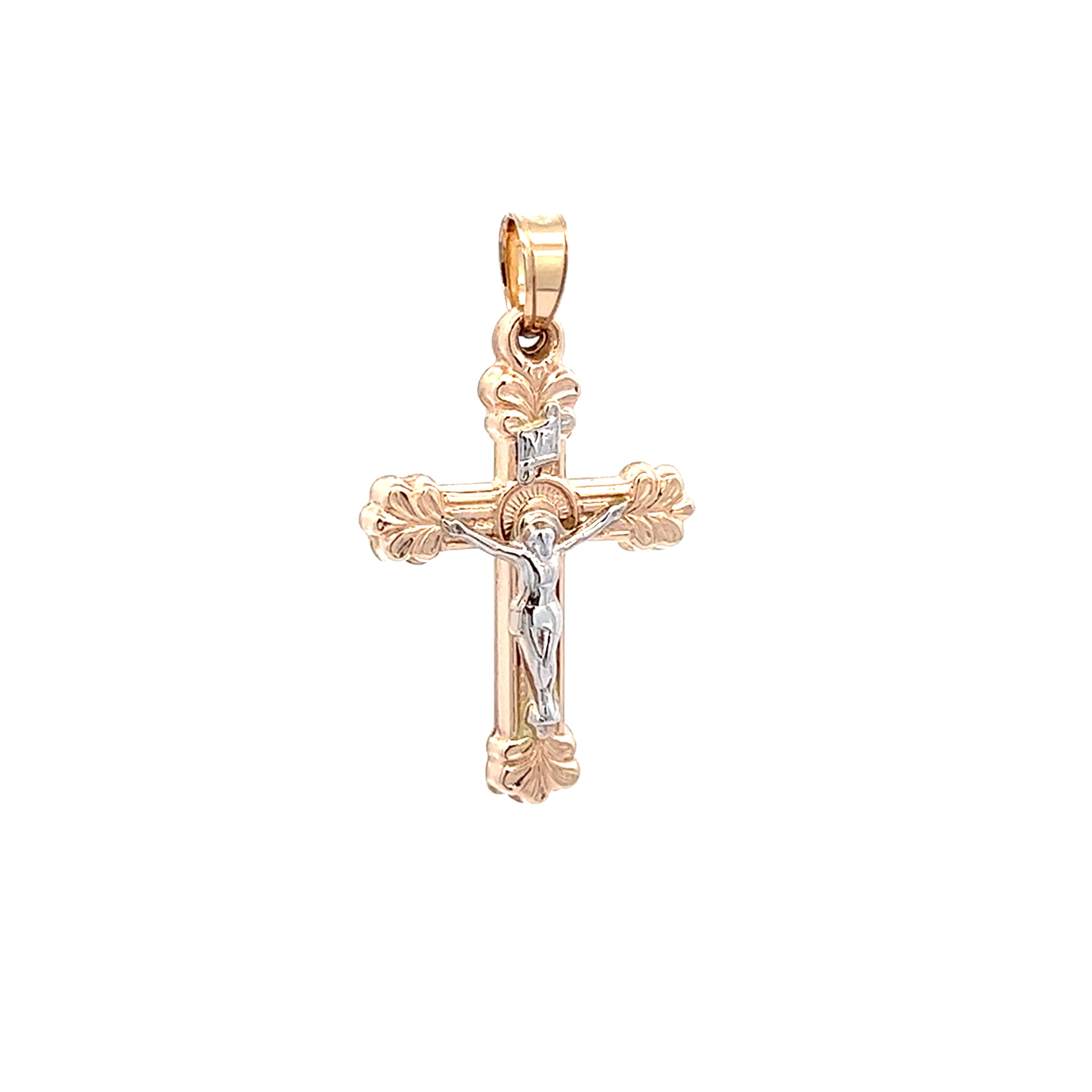 Brilliance Fine Jewelry14 KT Two Tone Gold Crucifix Pendant
