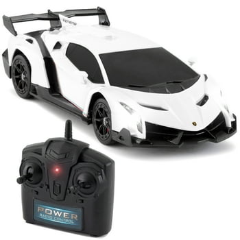Best Choice Products 1/24 Officially Licensed RC Lamborghini Veneno Sport Racing Car w/ 2.4GHz Remote Control - White
