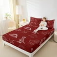 thumbnail image 4 of jejeloiu Cute Dinosaur Dino Full Size Sheets,Cartoon Animal Bed Sheets,Red White Sheet Sets For Boys,Ultra Soft Home Decor,4pcs, 4 of 7
