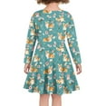 thumbnail image 3 of DISNIMO Kids Blue Corgi Dresses for Girls Flower Print Dress for Kids Floral Dress Girls Long Sleeve Swing Dress for Kids 13-14 Winter Dress Girls Midi Dress Long Sleeve Twirl Dress for Girls Teens, 3 of 6