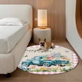 thumbnail image 3 of Round Area Rug 4ft, Farmhouse Car Gnomes with Easter Eggs Non-Slip Non-Shedding Floor Mat, Spring Floral Buffalo Checker Washable Sturdy Carpet for Living Room Bedroom Home Decor, 3 of 9