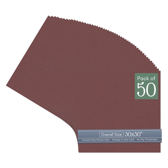Maroon Red 30x30 Uncut Art Mat Board - No Opening - 50 Mats
