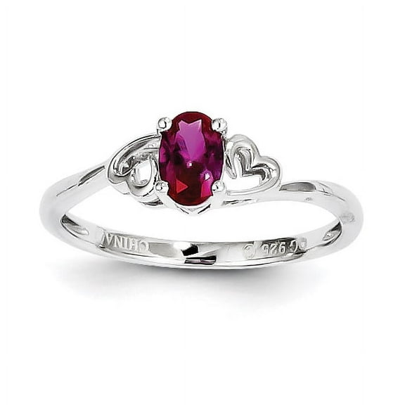 Sterling Silver Rhodium-plated Created Ruby Ring
