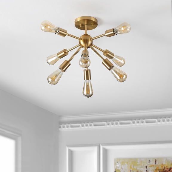 Safavieh 16" Gannet Modern Iron and Ceramic Flush Mount Lights, Gold