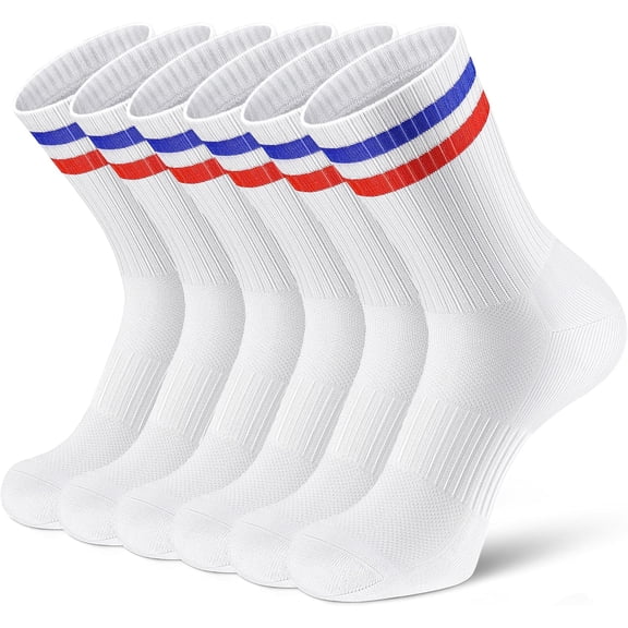 Athletic Socks Sport Running Calf Socks Performance Cushioned Breathable Crew Socks for Men Women(6 Pairs)