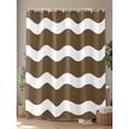 thumbnail image 4 of Shower Curtains Brown and White Stripes Bath Curtain Sea Wave Waterproof Bathroom Shower Curtain Set with Hooks Decoration 72 x 84 Inches, 4 of 7