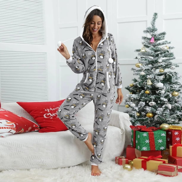 Pijama de dibujos animados para mujer adulta, mono de Navidad, sudadera gruesa con capucha, ropa de dormir coreana, Invierno