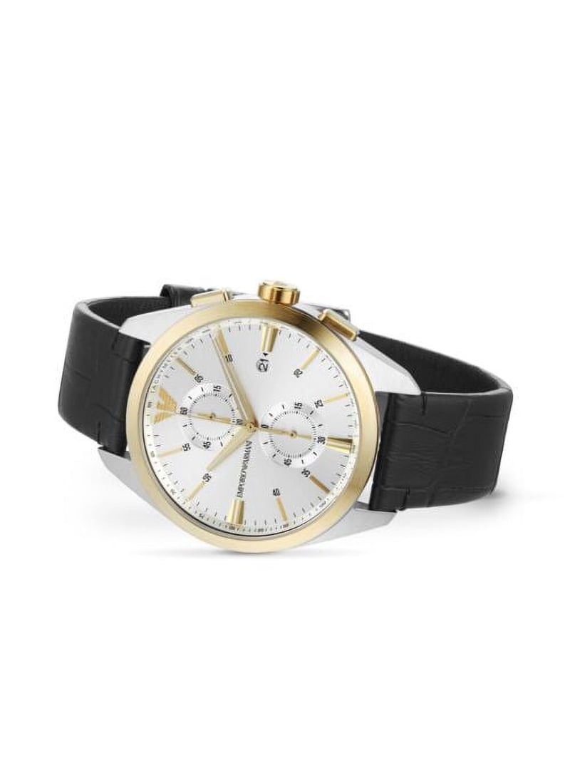 Emporio Armani Men Gold Silver Two Tone Black Leather  display picture 2