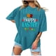 thumbnail image 1 of Blusa informal de manga corta con cuello redondo y estampado de Pascua para mujer Pompotops  hfajkhk128280, 1 of 4
