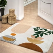 Mid Century Modern Boho Bathroom Rugs, Abstract Aesthetic Burnt Orange Non-Slip Bath Rugs Abstract Leaf Bathroom Rugs Set Minimalist Bathroom Rug Mat 19X31inch, Extra Soft and Absorbent Bath Rugs