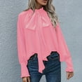 thumbnail image 2 of Summer Tops for Women, Women Blouses, Women's Stylish Neck Blouse with Tie Knot Loose Fit Design Buttoned Versatile Shirt for Work and Casual Wear, 2 of 5