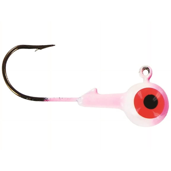 Big Bite Baits Double Dot 2 Color 1/16oz Round Ball Jighead Pink/White