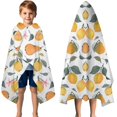 thumbnail image 3 of Mixed Fruits Leaves White Pattern Hooded Bath Towel，50"x30" for Ages 3 To 12 Kids, Quick Dry Lightweight Soft Microfiber Hood Beach Towel Cover Up for Kids, 3 of 7