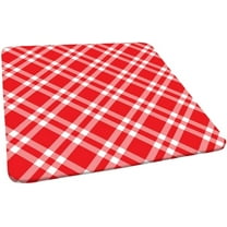 Checkered Fitted Square Polyester Tablecloth, Red & White Buffalo Lattice Elastic Edge Home Decor Table Clothes, Waterproof Table Cloth for Family Party, Fits 34x34 inch Table