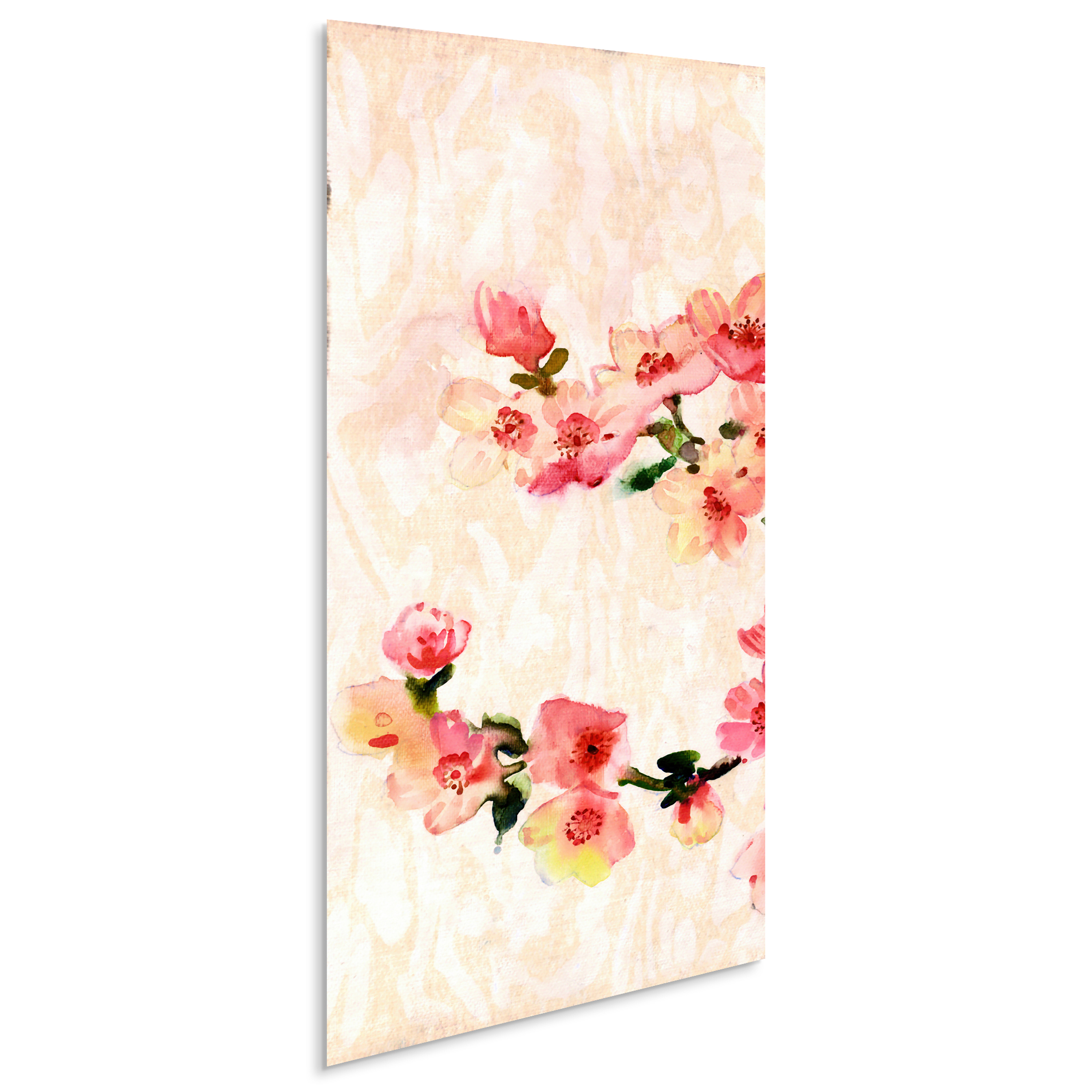 "Cherry Blossom Composition A" Frameless Free Floating Reverse Printed Tempered Art Glass Wall Art