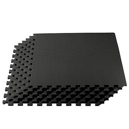 We Sell Mats Multipurpose Exercise Floor Mat with EVA Foam Interlocking Tiles Anti-Fatigue for Home or Gym 24 Square Feet (6 Tiles) 24 x 24 x 3/8 inch Black