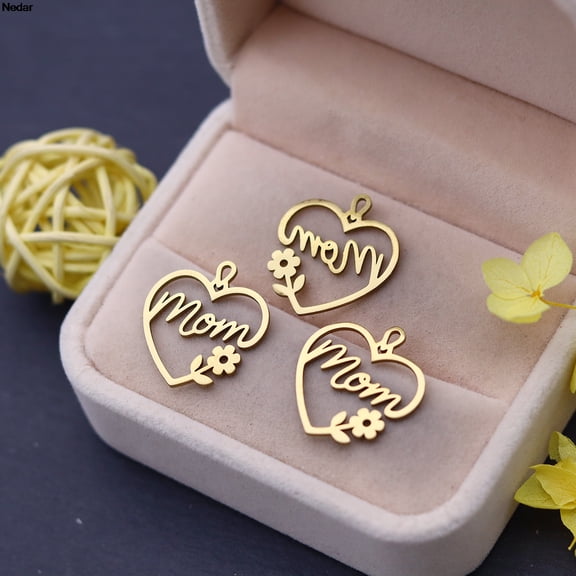 3PCS/Lot Family Mom Charms DIY Mama Flower Accessories for Necklace Jewelry Making Stainless Steel Pendants Mother Gift