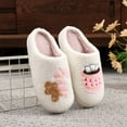 thumbnail image 4 of Christmas Gingerbread Man Candy Cocoa Cup Slippers for Women Men, Plush Warm Cotton House Shoes for Autumn Winter Xmas Gifts (36-37), 4 of 10