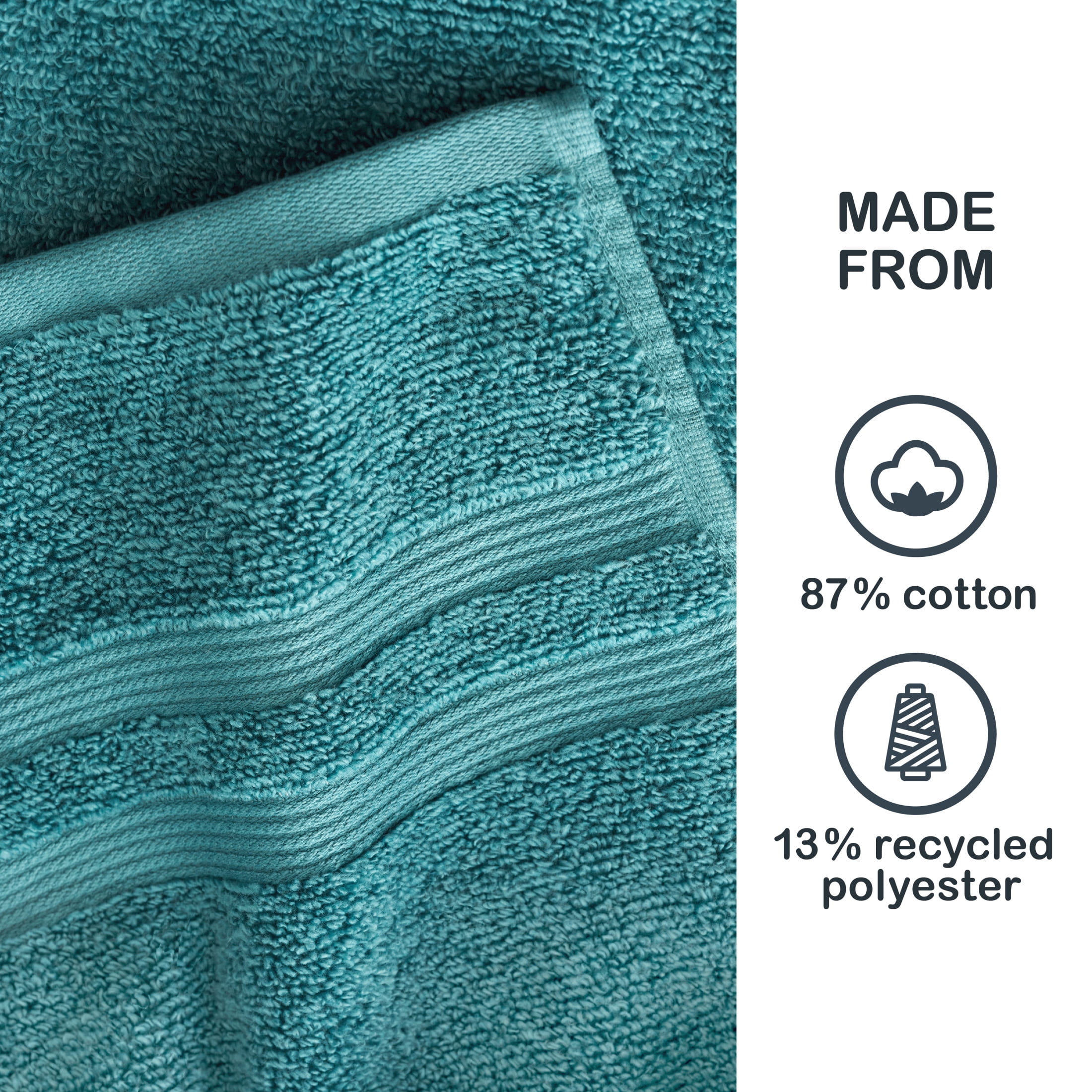 Mainstays Performance Cotton 2-Piece Bath Sheet Set, Oversized Super Soft Quick Dry Fade Resistant, Solid Cool Water