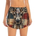 thumbnail image 2 of Balery American Flag Deer Art Pantalones cortos deportivos para mujer con forro y dos bolsillos, elásticos, para entrenamiento, gimnasio, yoga-Small, 2 of 7