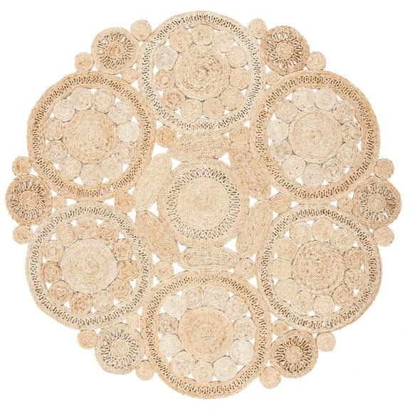 SAFAVIEH Natural Fiber Fredrick Geometric Area Rug, Natural, 7' x 7' Round