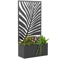 thumbnail image 2 of Outsunny Metal Planter Box with Trellis, Raised Garden Bed with Privacy Screen for Climbing Plants, Leaf Cut-Out Privacy Planter, 2 of 9