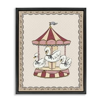 Stupell Industries Vintage Swan Carousel Animals Painting Black Floater Framed Canvas Art Print Wall Art, 25 x 31