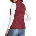 thumbnail image 5 of Women'S Stand Collar Zipper Padded Quilted Vest with Pockets Wine Red XXL, 5 of 9