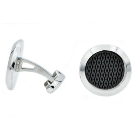 Arista Diamond Design Men's Cuff Links in Black Plated Stainless Steel
