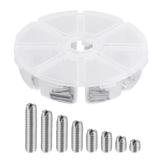 Unique Bargains Vis de Râpe à Encoches, M3 Métrique 304 Acier Inoxydable Point Plat Ensemble Vis Assortiment Kit 1set (100pcs)