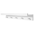 Ollieroo Bamboo Wall Mounted Shelf, Coat Hooks Rack with 5 Alloy Hooks，Length 24" (White